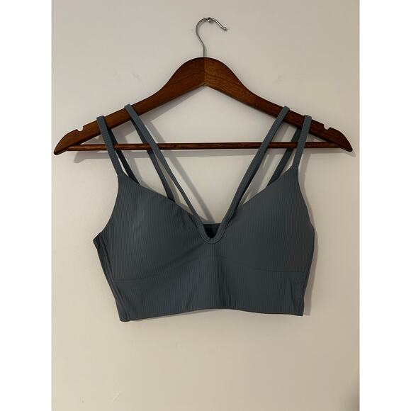 Lululemon Like a Cloud Strappy Longline Ribbed Bra Light Support B/C Cup Gray 8 - Picture 2 of 9